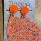 *Earrings Orange Glitter Dangles