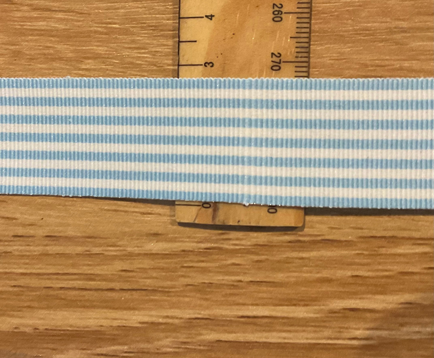 *Ribbon Blue and White Striped 25mm Per Metre