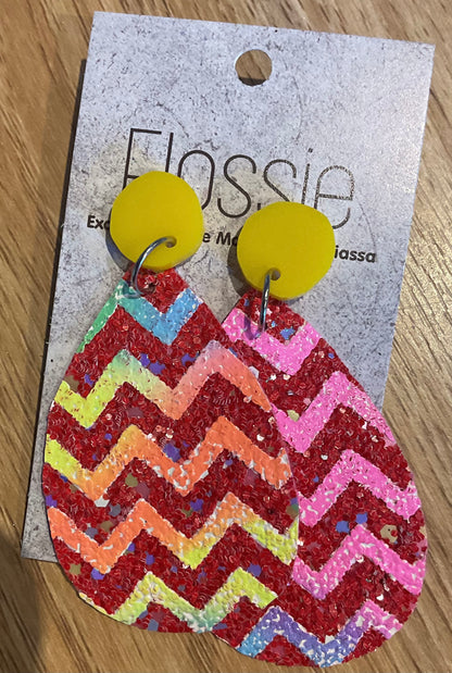 *Earrings Red Zig Zag Dangles