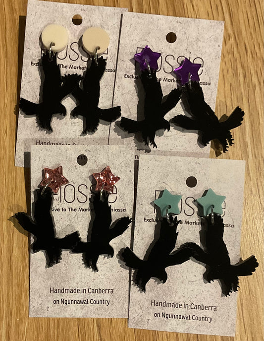 *Earrings Acrylic Black Eagle Dangles