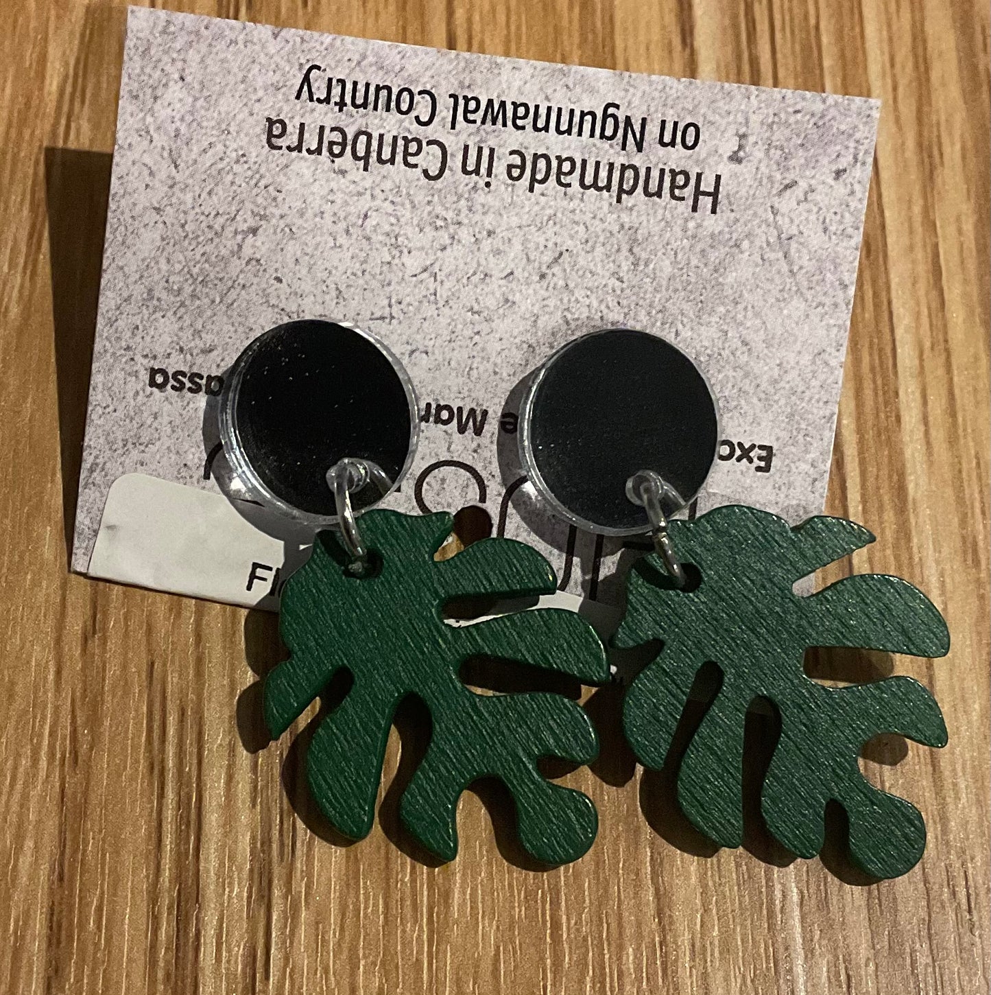*Earrings Wooden Leaves Dangles