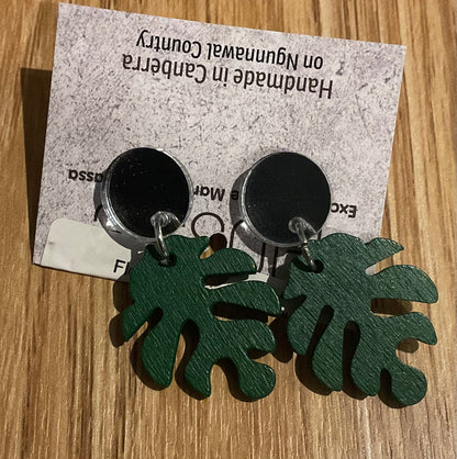 *Earrings Wooden Leaves Dangles