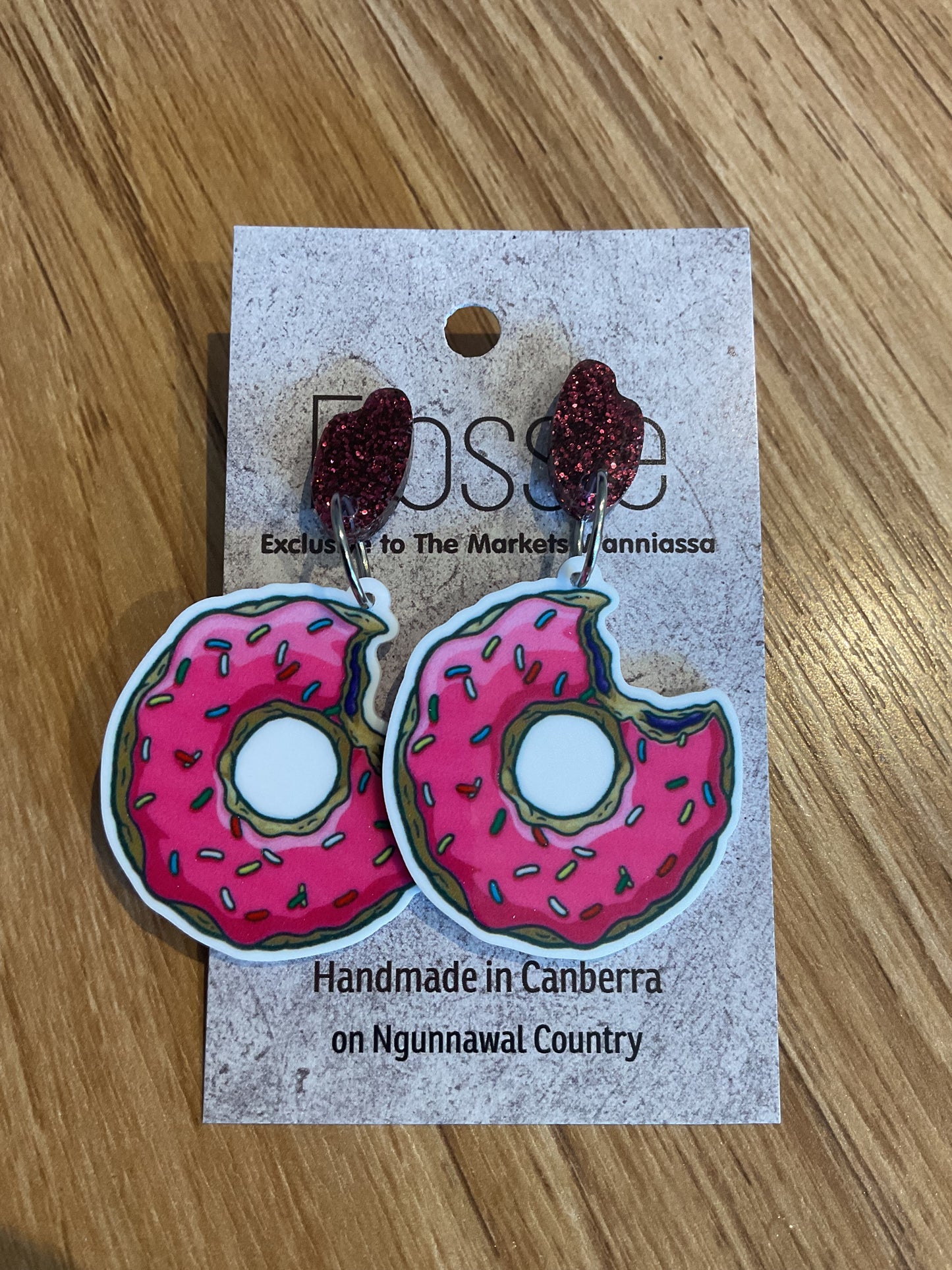 *Earrings Pink Doughnut Dangles