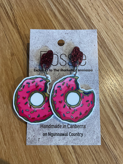 *Earrings Pink Doughnut Dangles