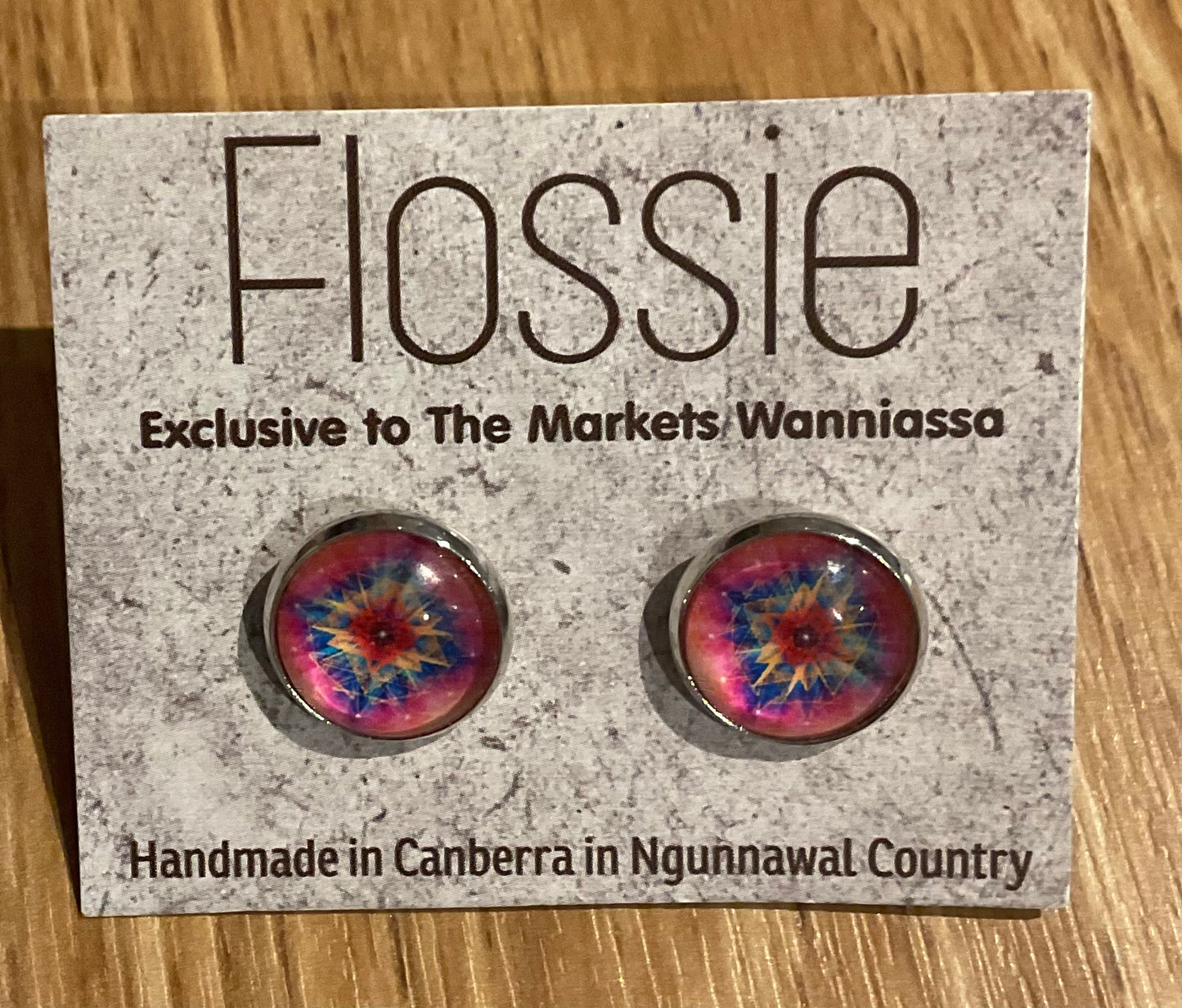 *Earrings Pink Mandala Glass Studs