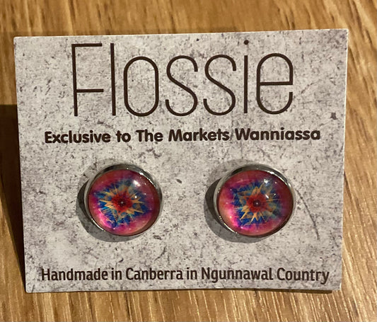*Earrings Pink Mandala Glass Studs