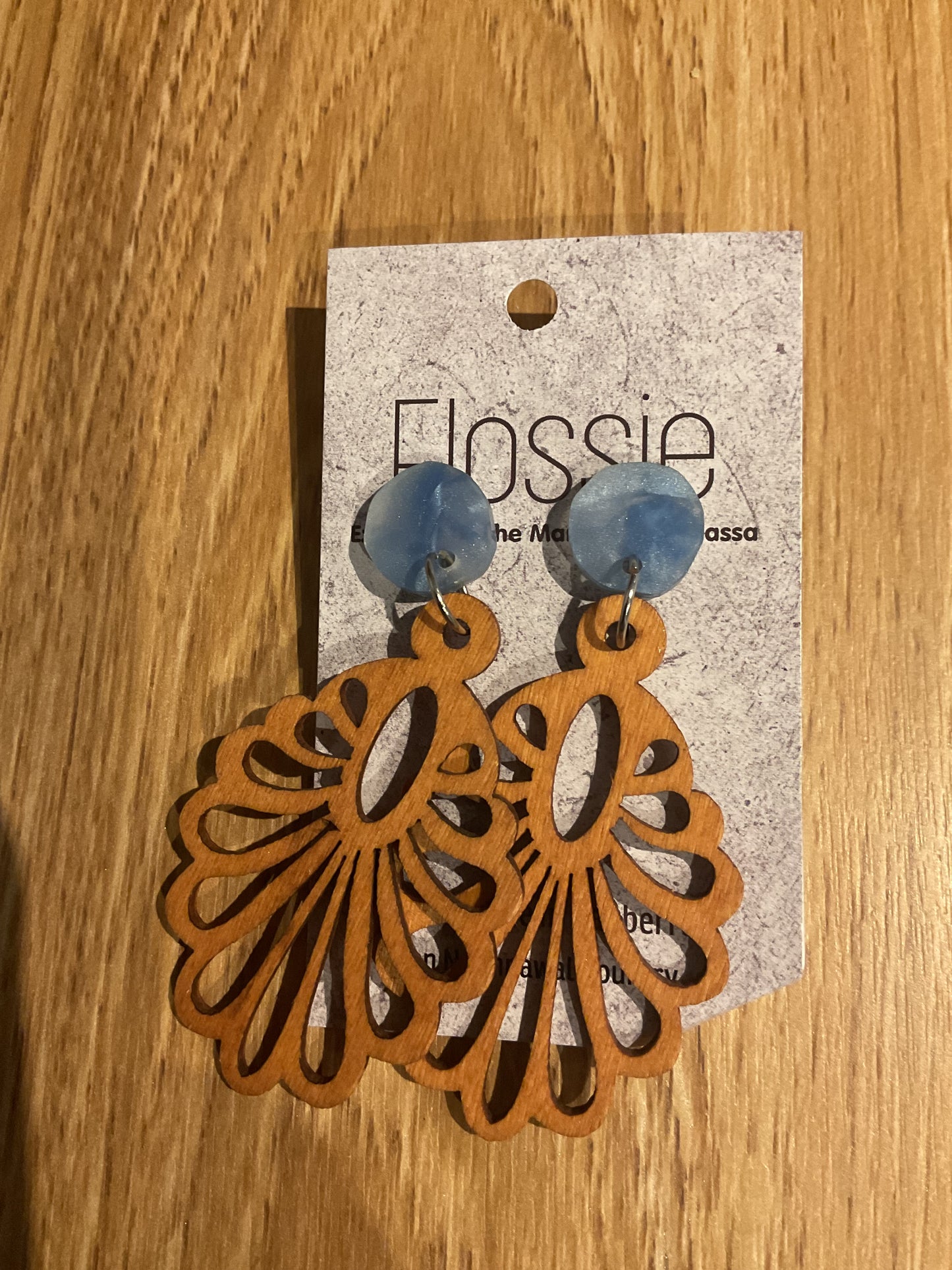 *Earrings Wooden Large Hoop Dangles