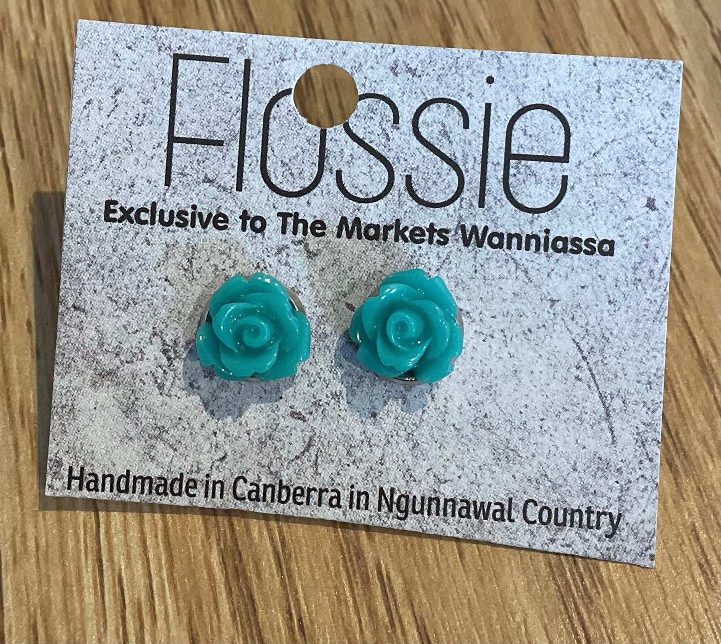 *Earrings Green Flower Studs