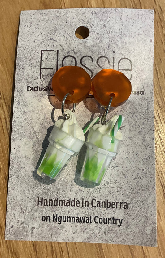 *Earrings Clip on Dangles Lime Milkshakes