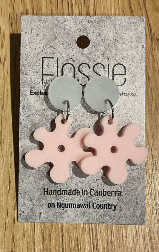 *Earrings Acrylic Baby Pink Flower Dangles