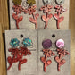 *Earrings Acrylic Pink Pearl Flower Dangles