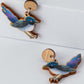 Wooden Fairy Wren Statement Earrings