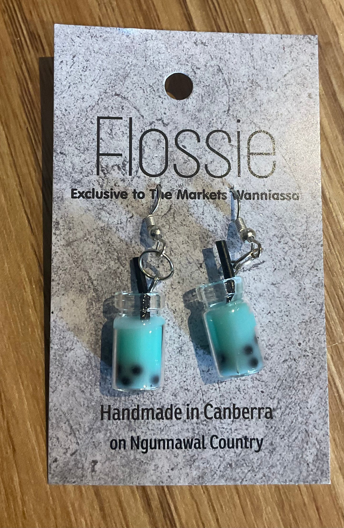 *Earring Green Bubble Tea Dangles