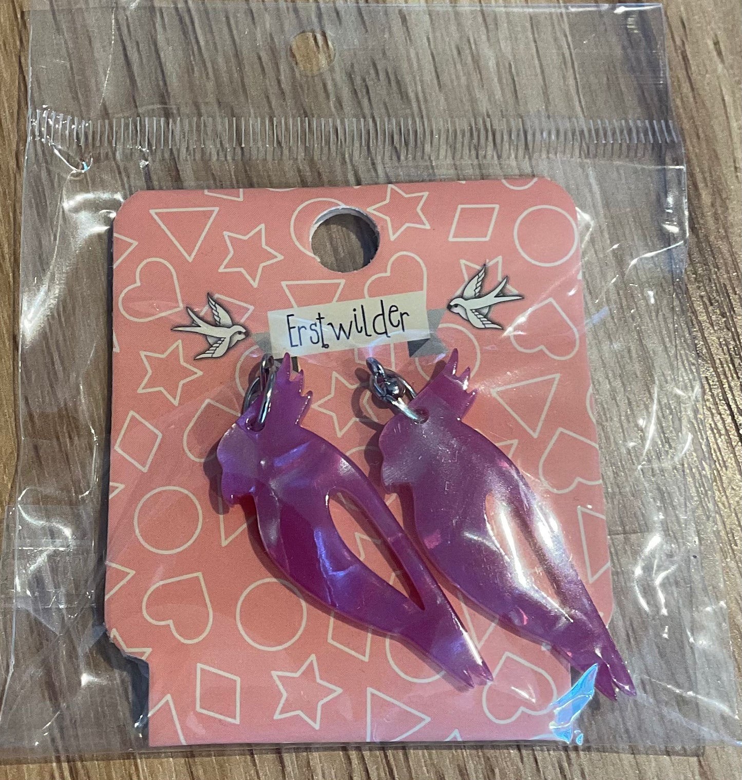*Pearl Pink Bird Dangle Earrings