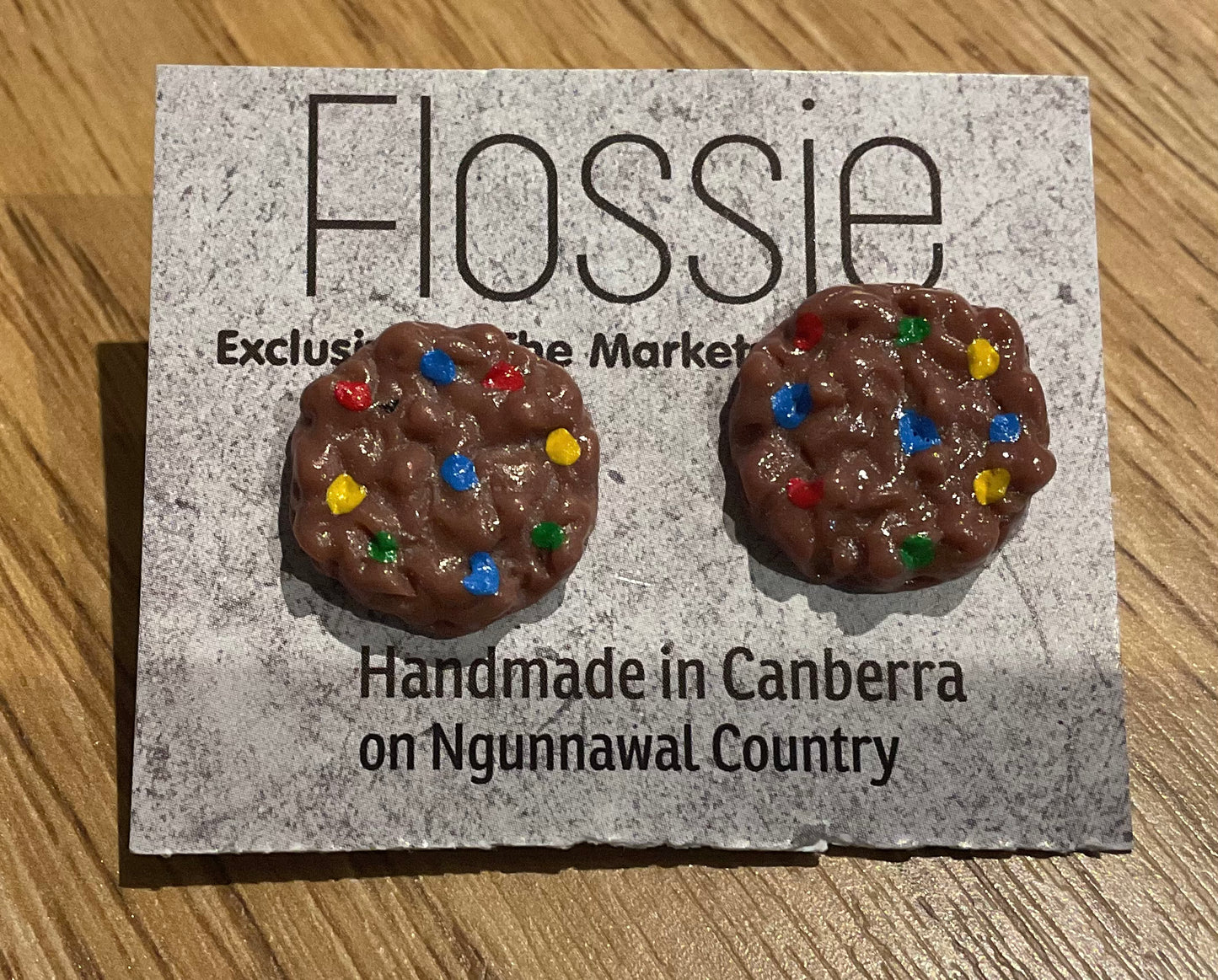 *Earrings Chocolate Cookie Studs