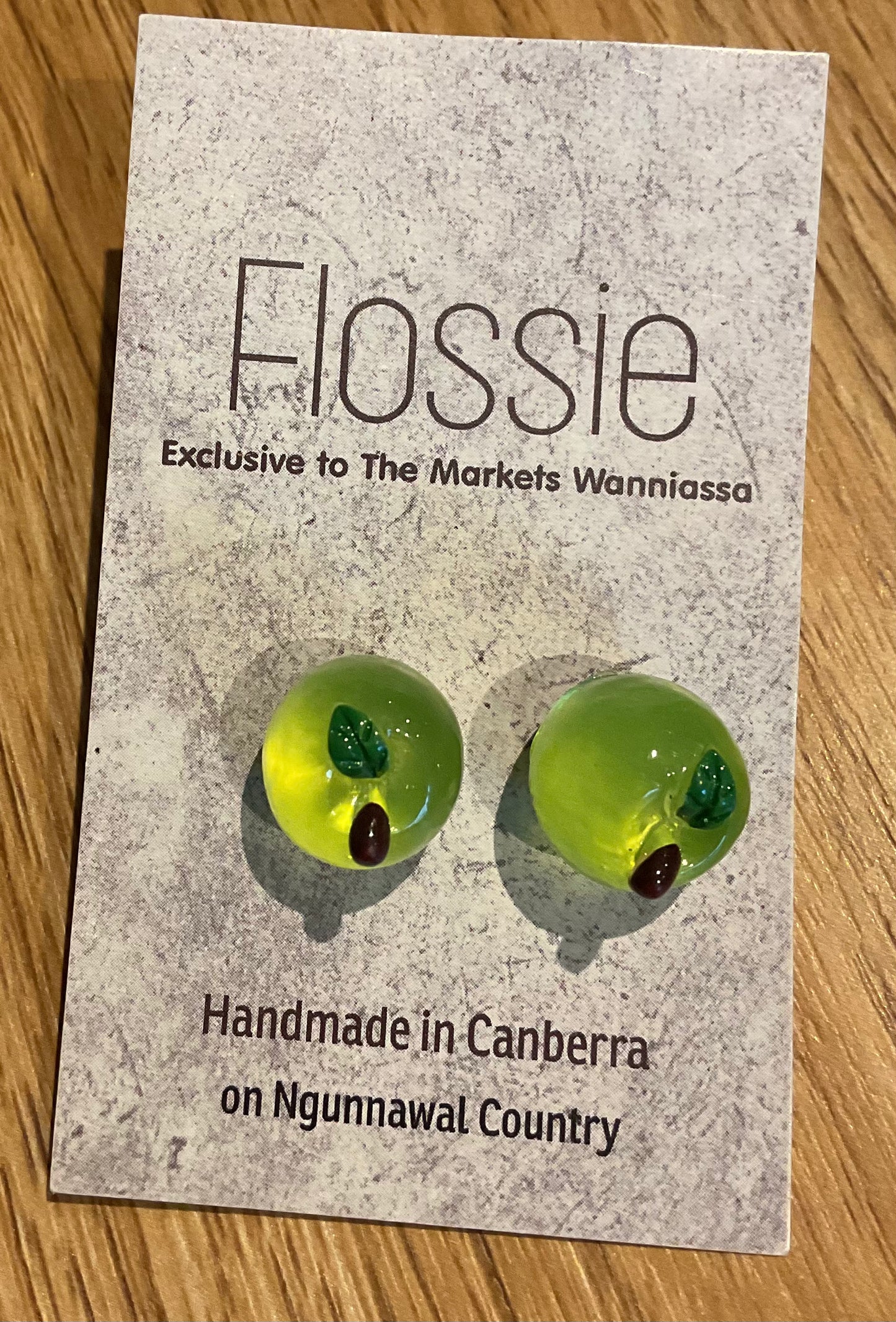 *Earrings Chunky Green Apple Studs