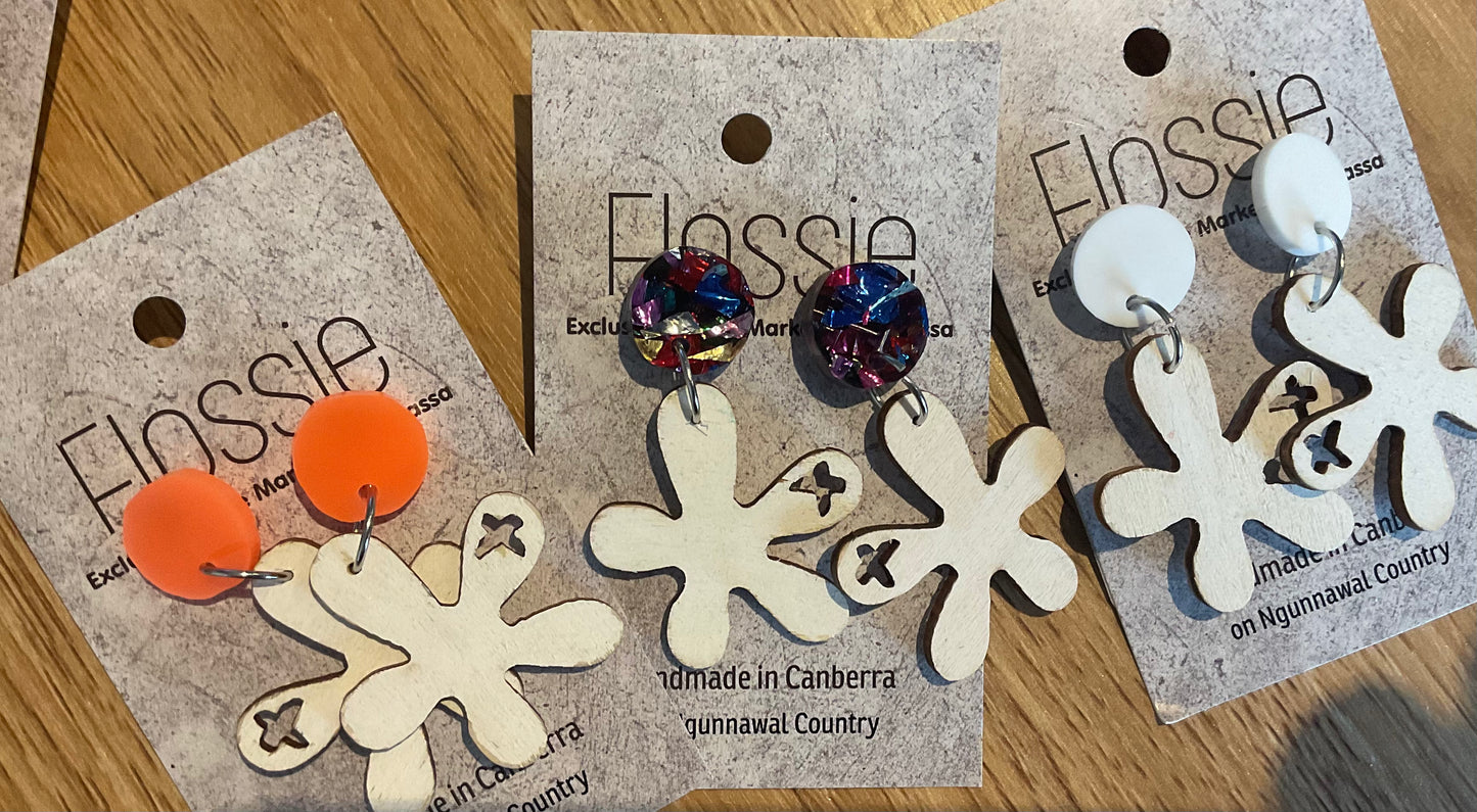 *Earrings Hand Painted Flower Dangles