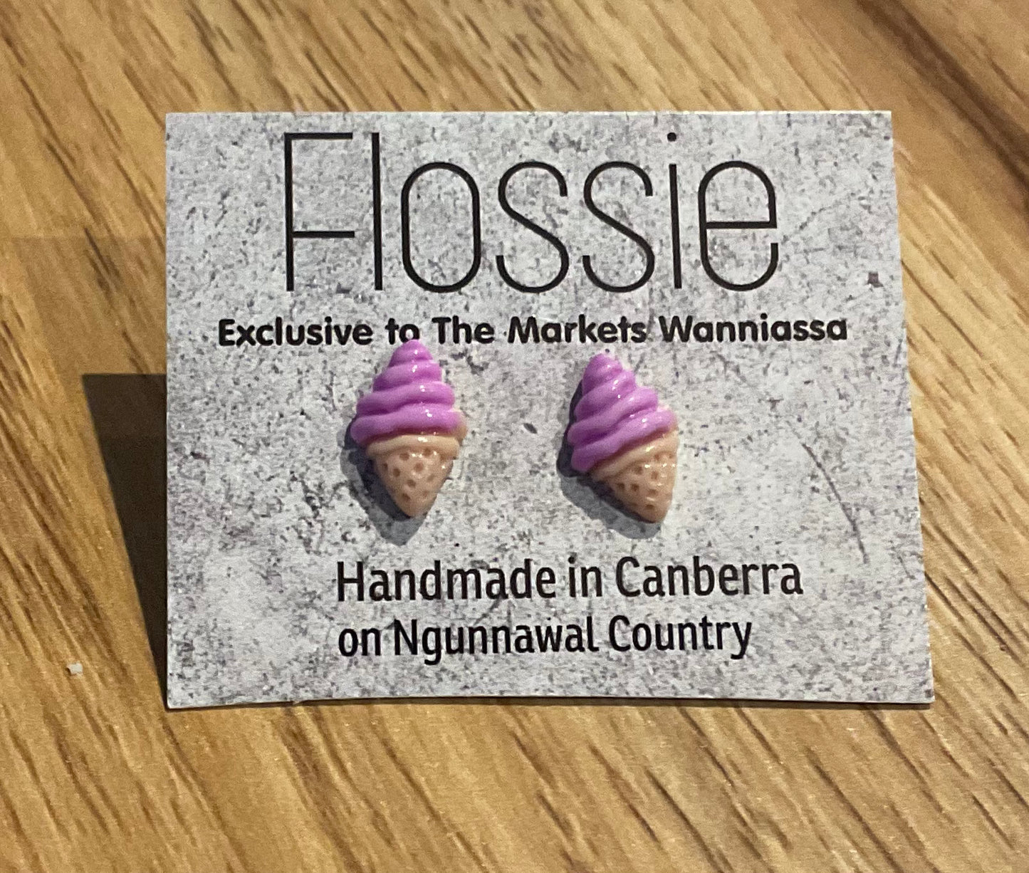 *Earrings Purple Icecream Cones Studs
