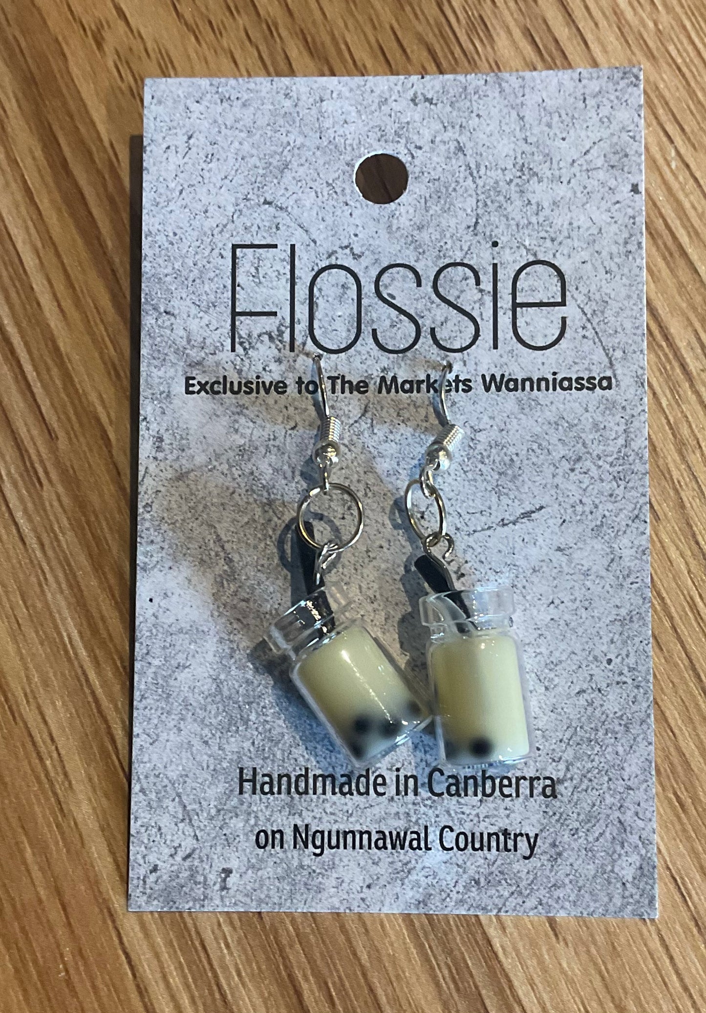 *Earring Banana Bubble Tea Dangles