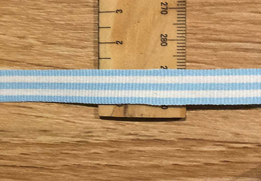 *Ribbon Blue & White Striped Grosgrain- 10mm Per Metre