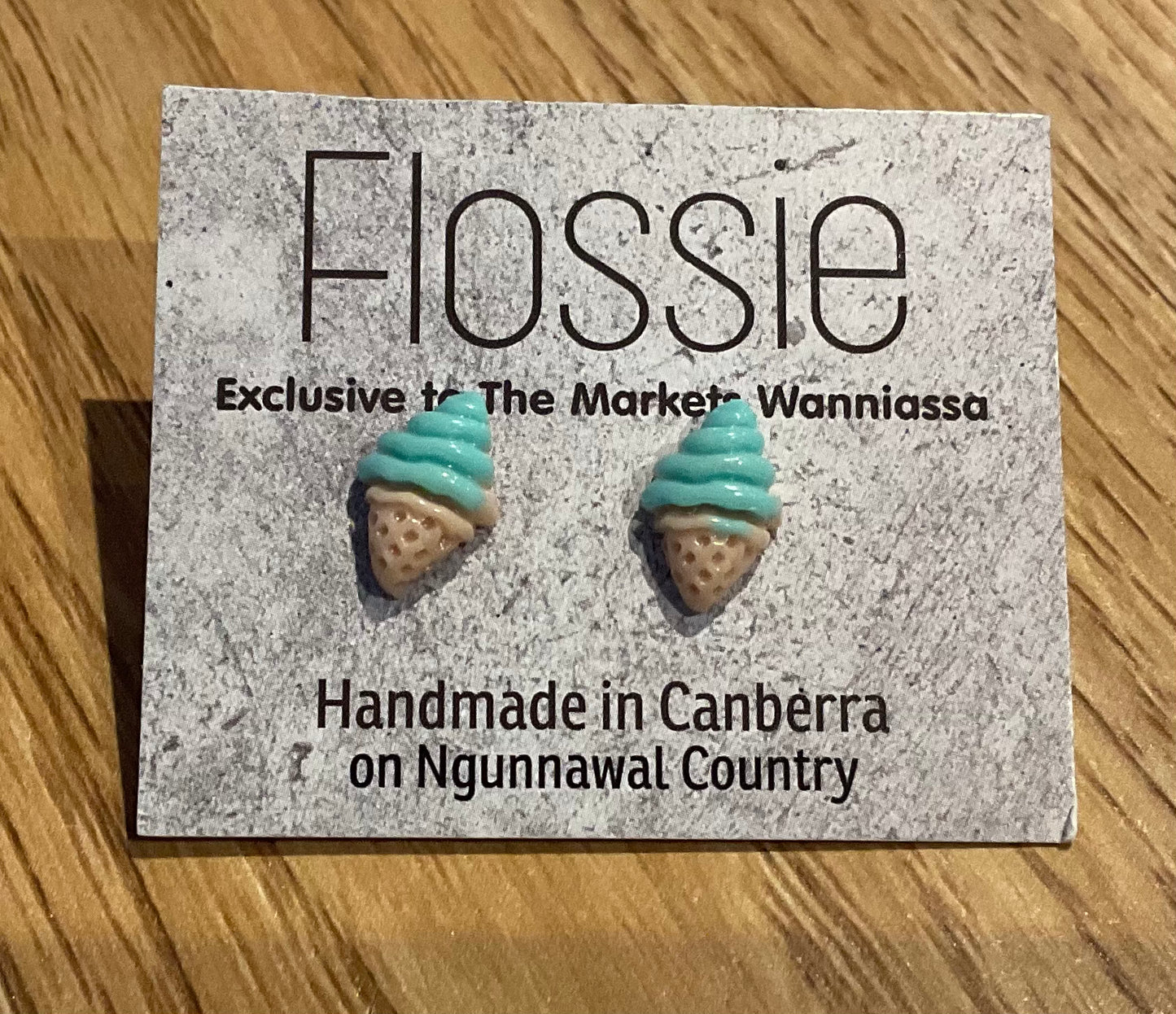 *Earrings Mint Icecream Cones Studs