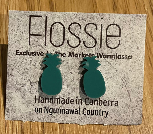 Earrings Green Pineapple Studs