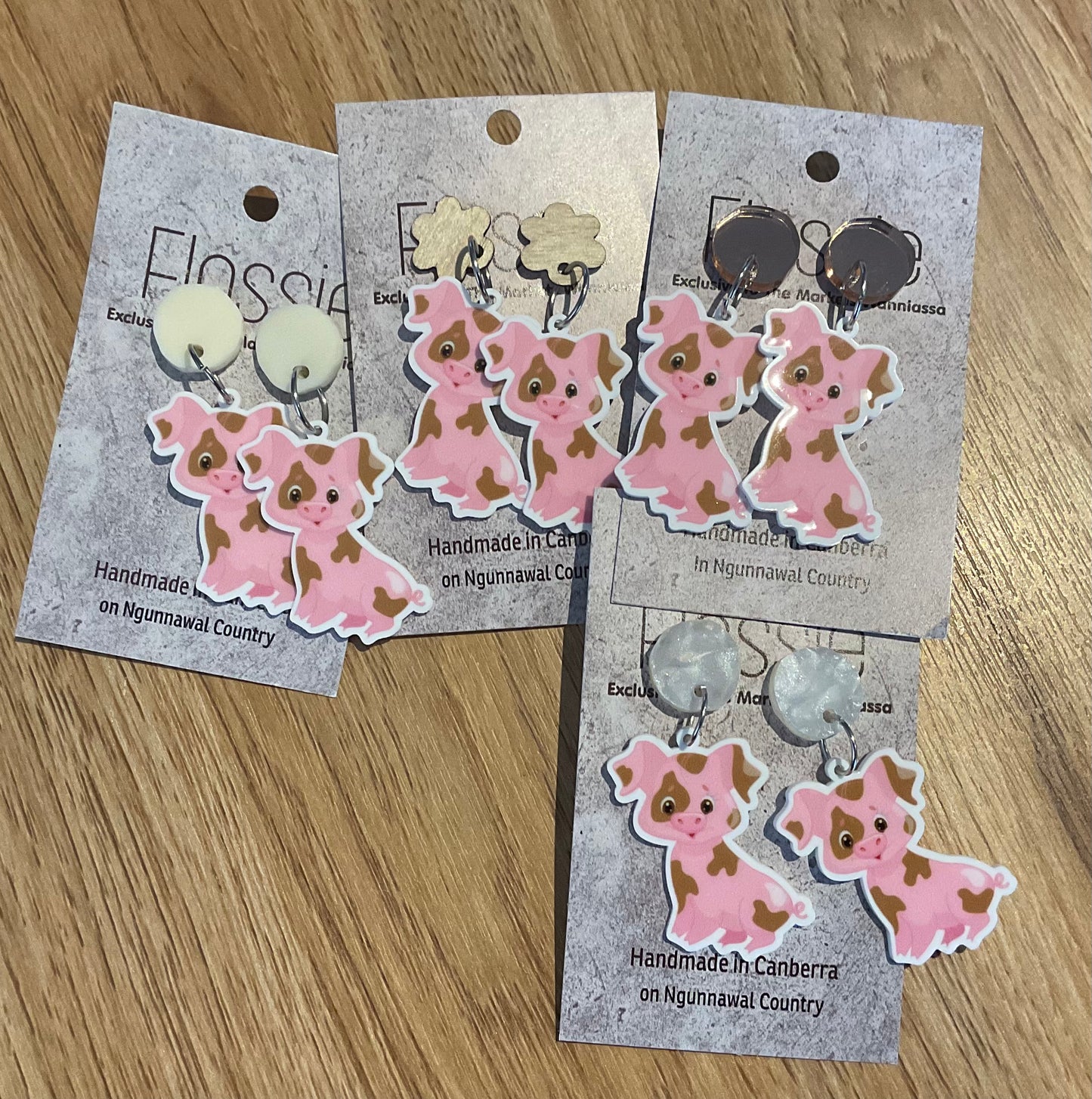 *Earrings Muddy Pigs Dangles