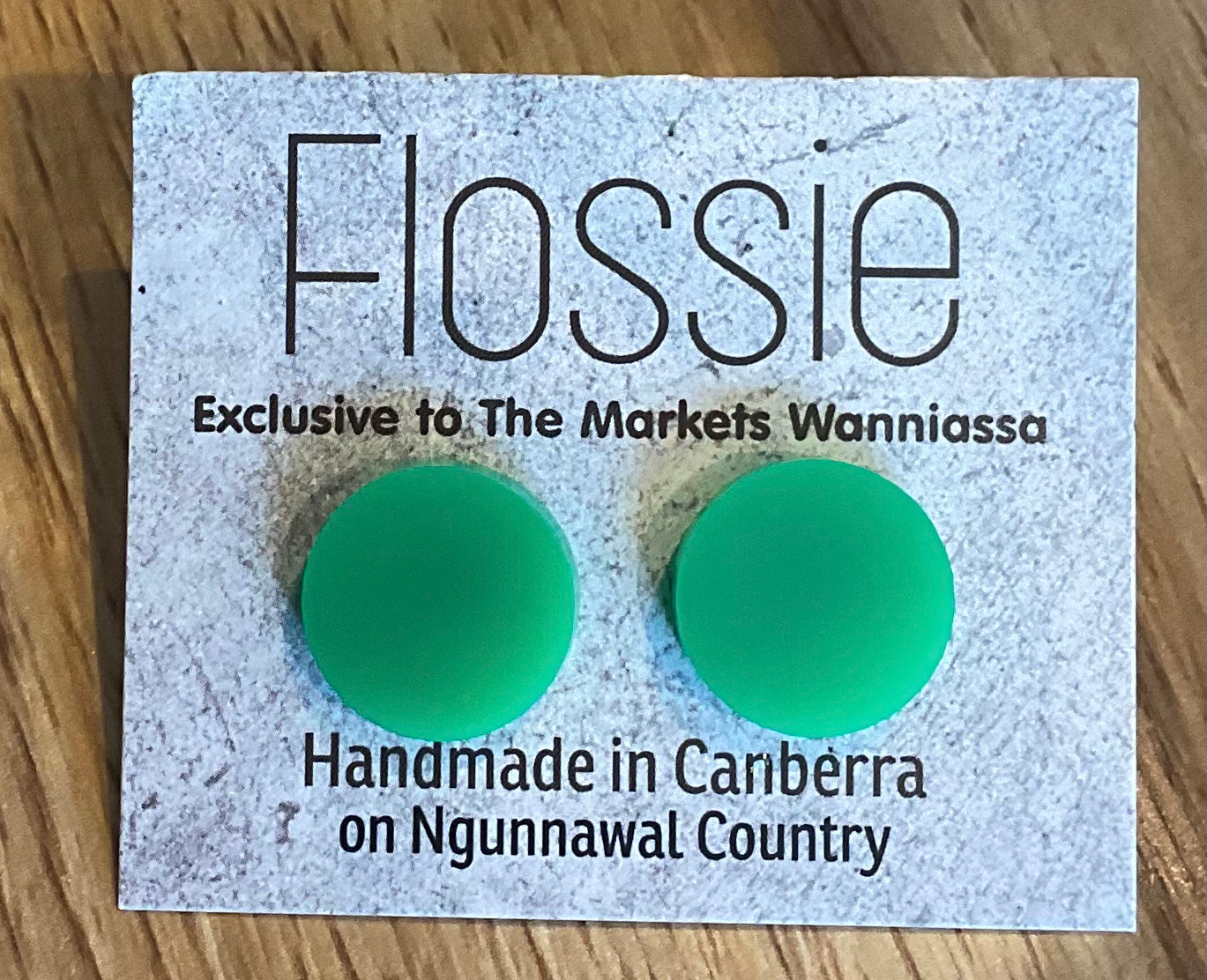 *Earrings Green Acrylic Round Studs