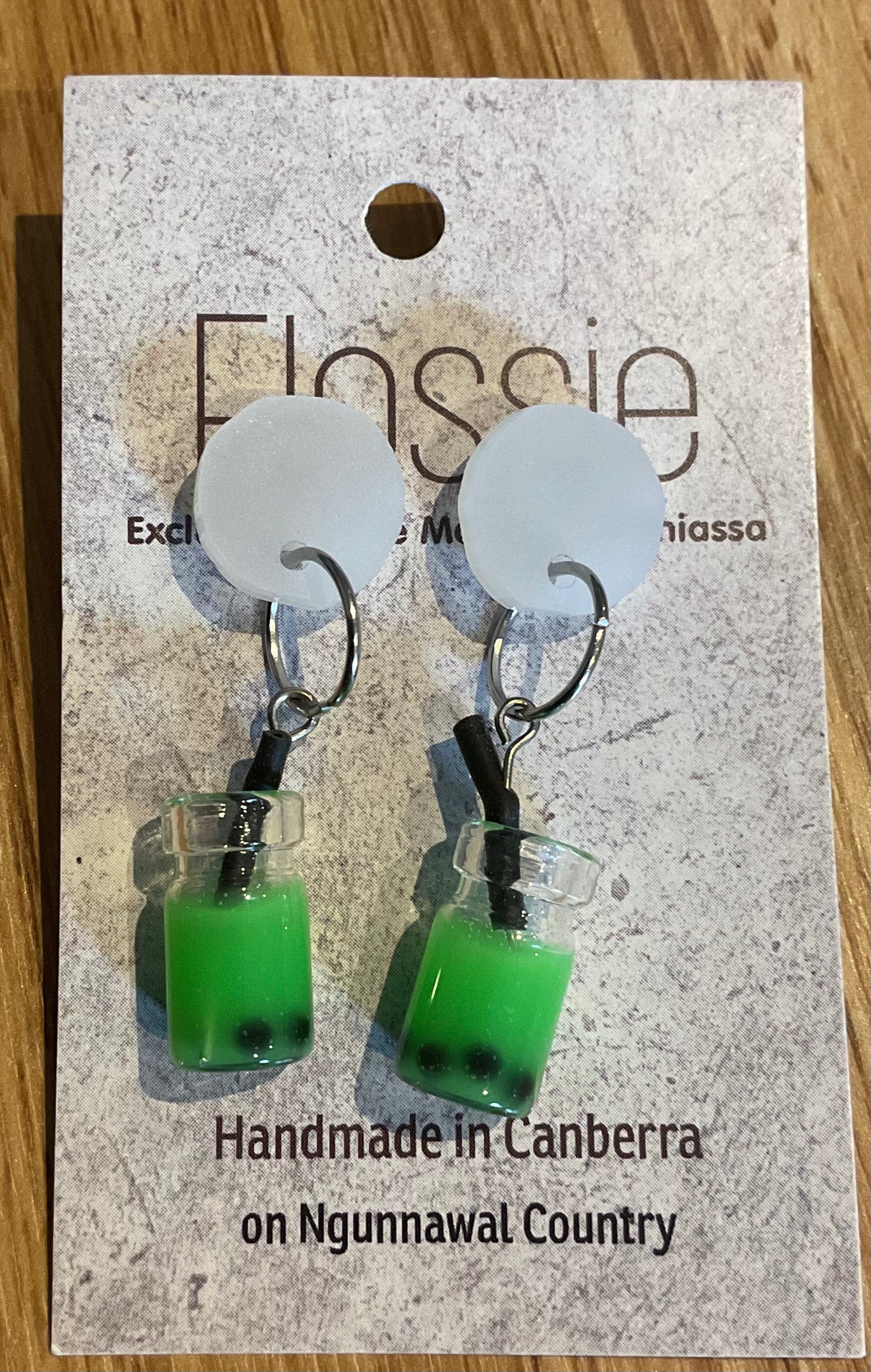 *Earring Matcha Drink Dangles