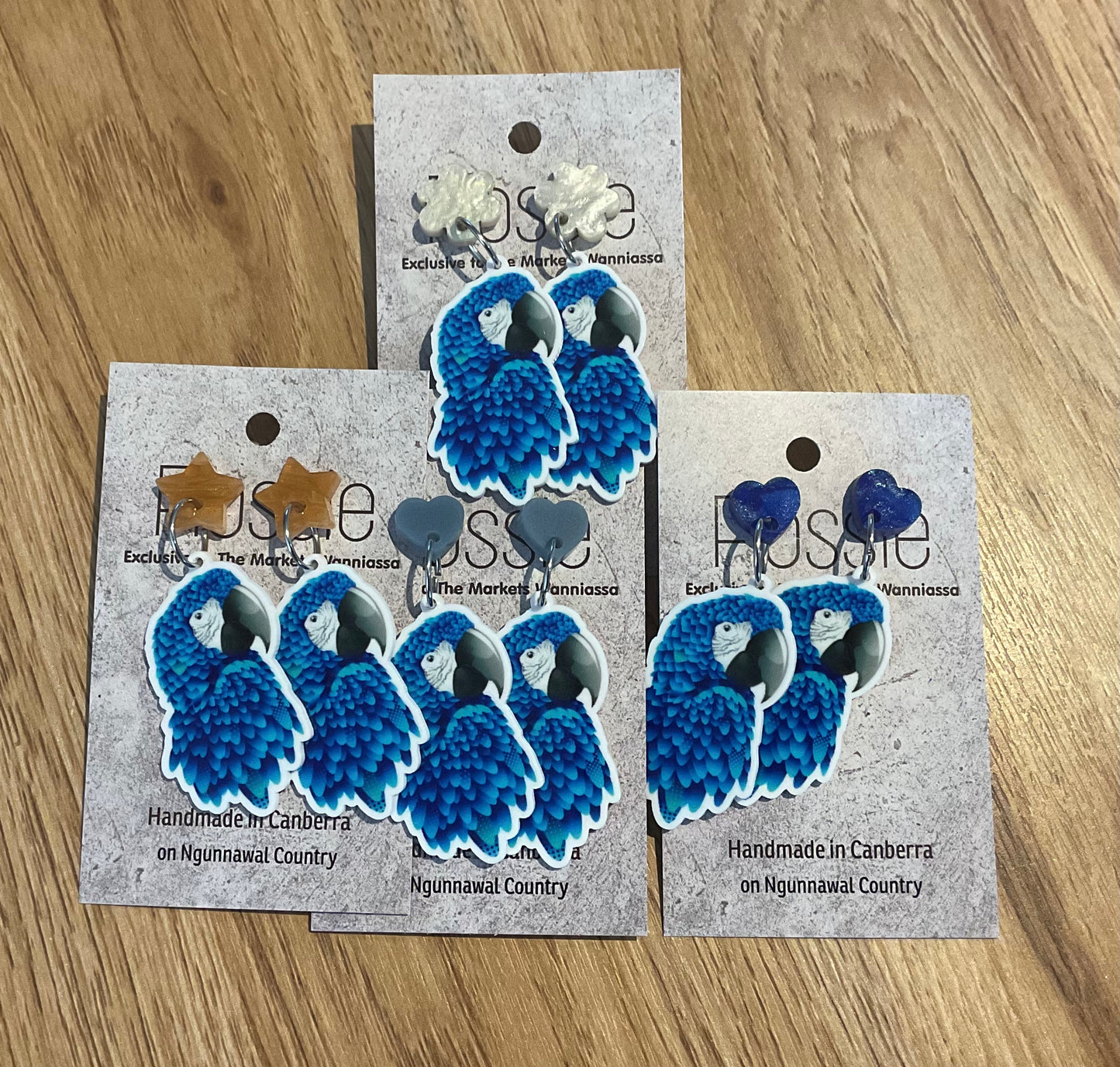 *Earrings Blue Macaw Dangles