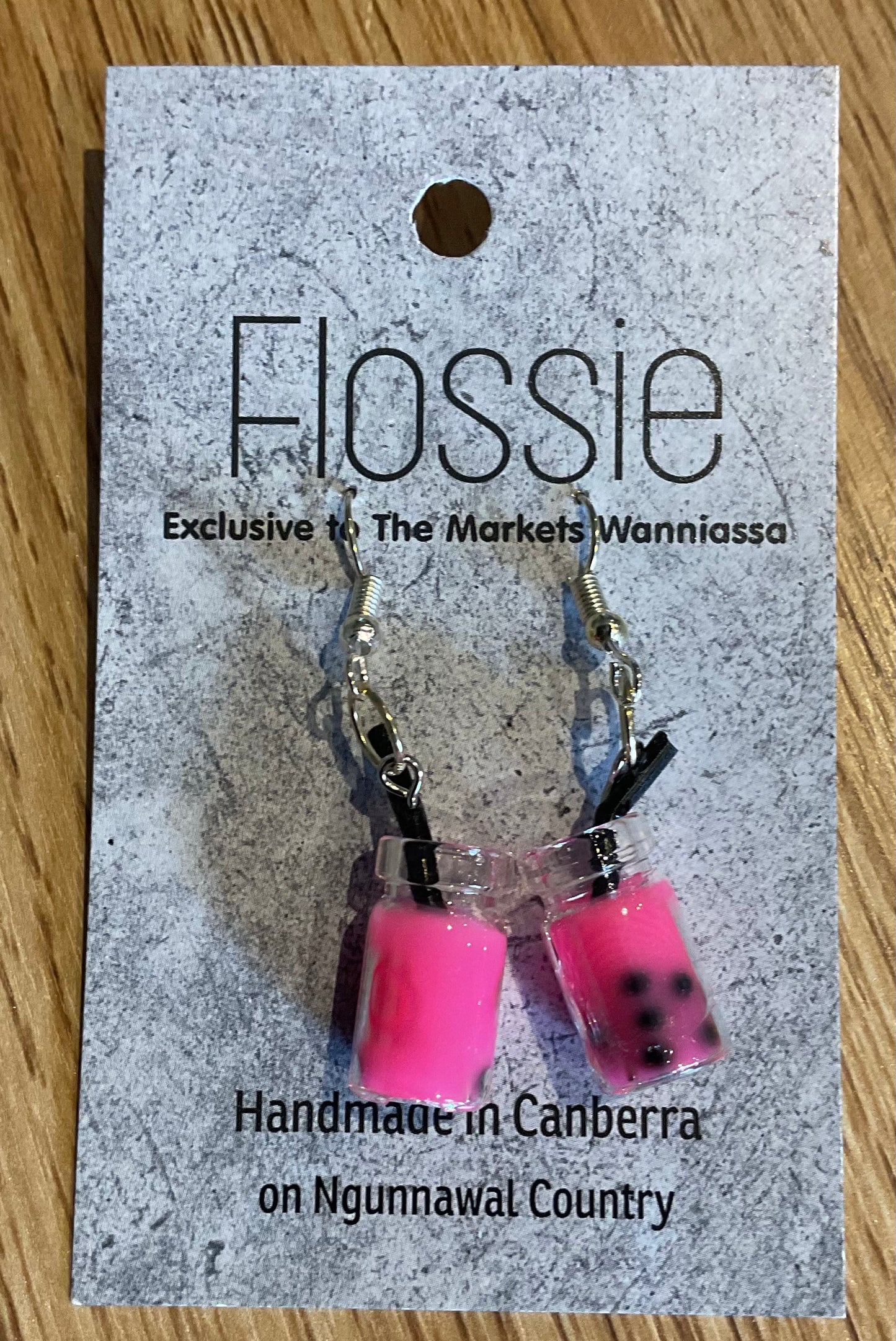 *Earring Pink Bubble Tea Dangles