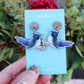 Wooden Fairy Wren Statement Earrings