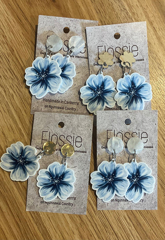*Earrings Blue Flower Dangles