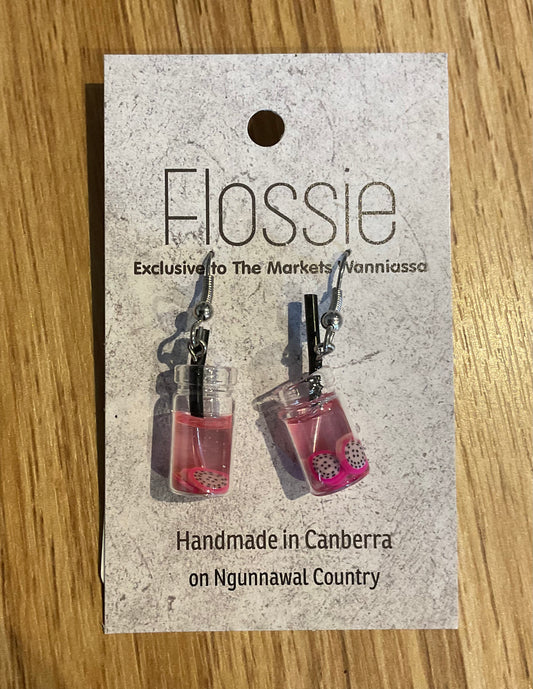 *Earring Dragonfruit Drink Dangles