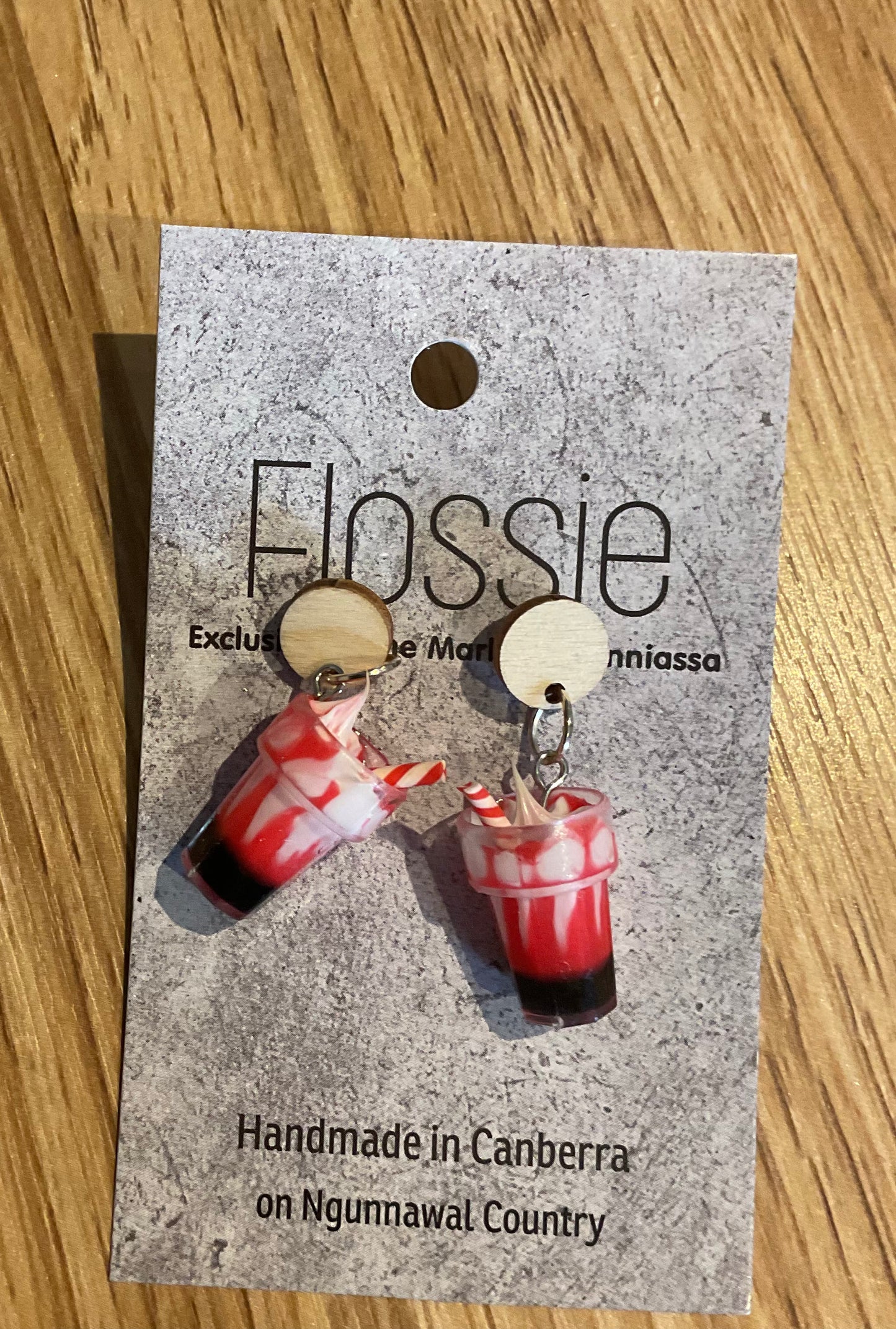 *Earring Strawberry Milkshake Dangles