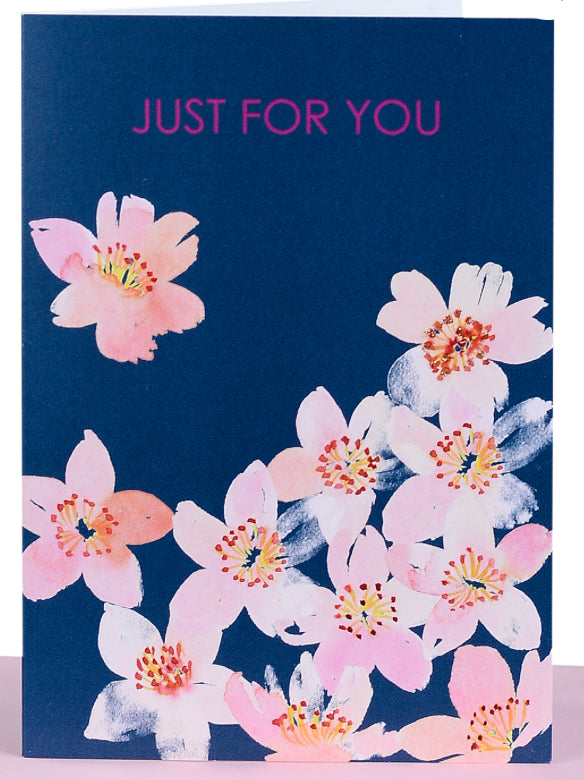 Just For You Greeting Card Watercolour Flowers