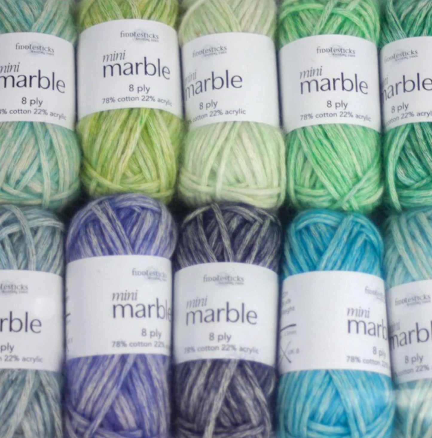 Fiddlesticks Mini Marble 8ply Greens 03