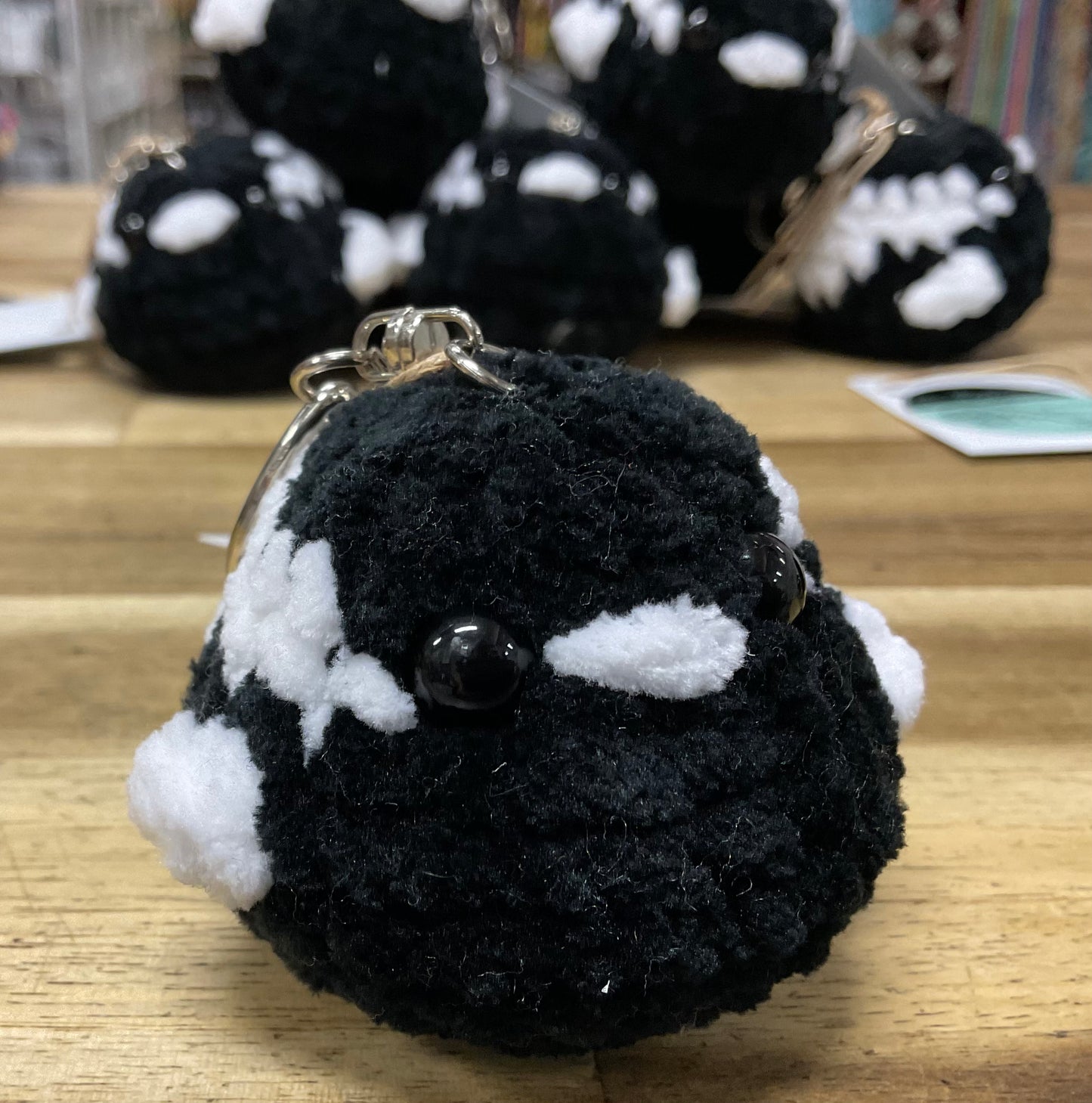 Crochet Magpie Keyring