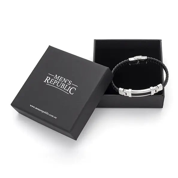 Leather Bracelet SS Clasp Mens 71