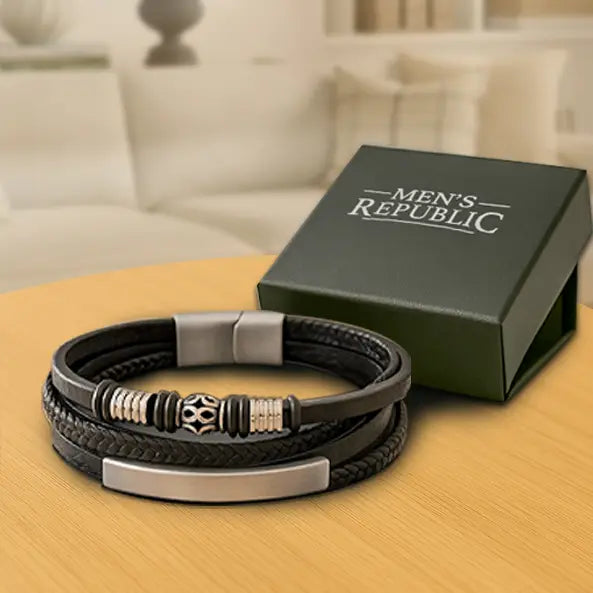 Leather Bracelet Multi Mens 17