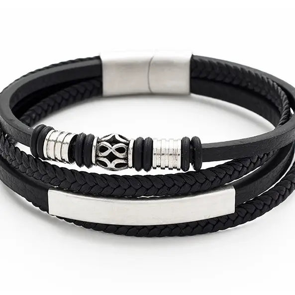 Leather Bracelet Multi Mens 17