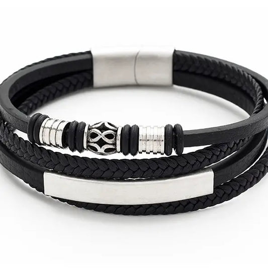 Leather Bracelet Multi Mens 17