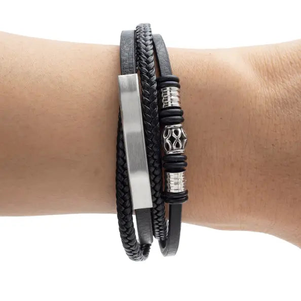 Leather Bracelet Multi Mens 17