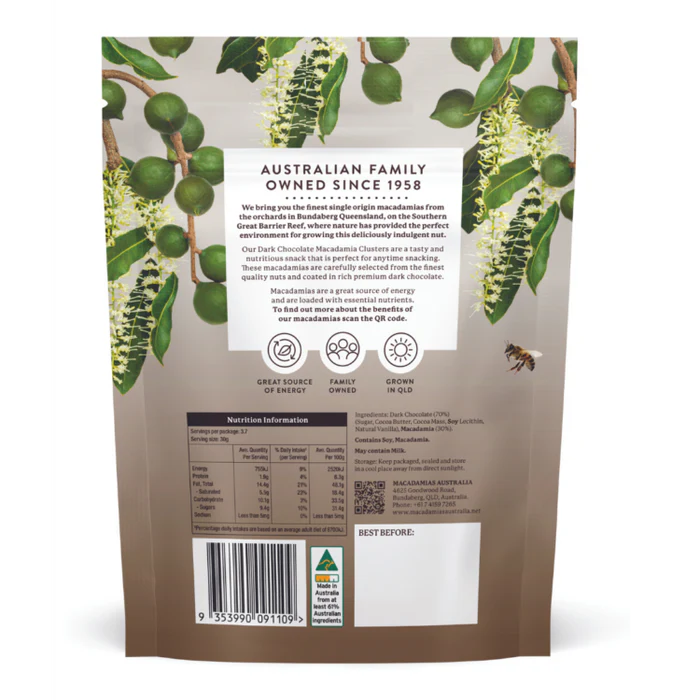 Dark Chocolate Macadamia Clusters