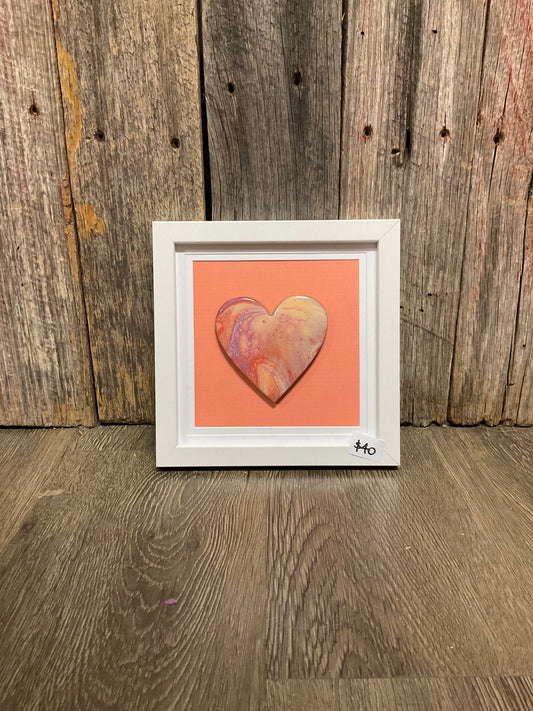 Resin Framed Art - Heart Orange