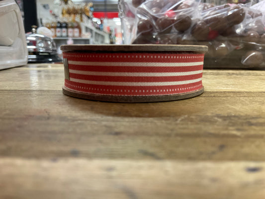 Ribbon per Roll Red/Cream Stripes