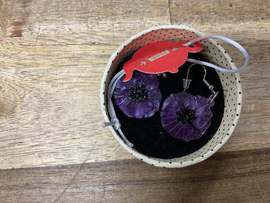 Purple Poppy Field Drop Earrings