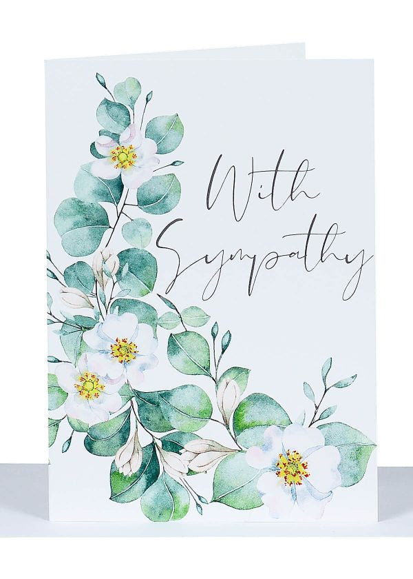 With Sympathy Greeting Card - White Flowers