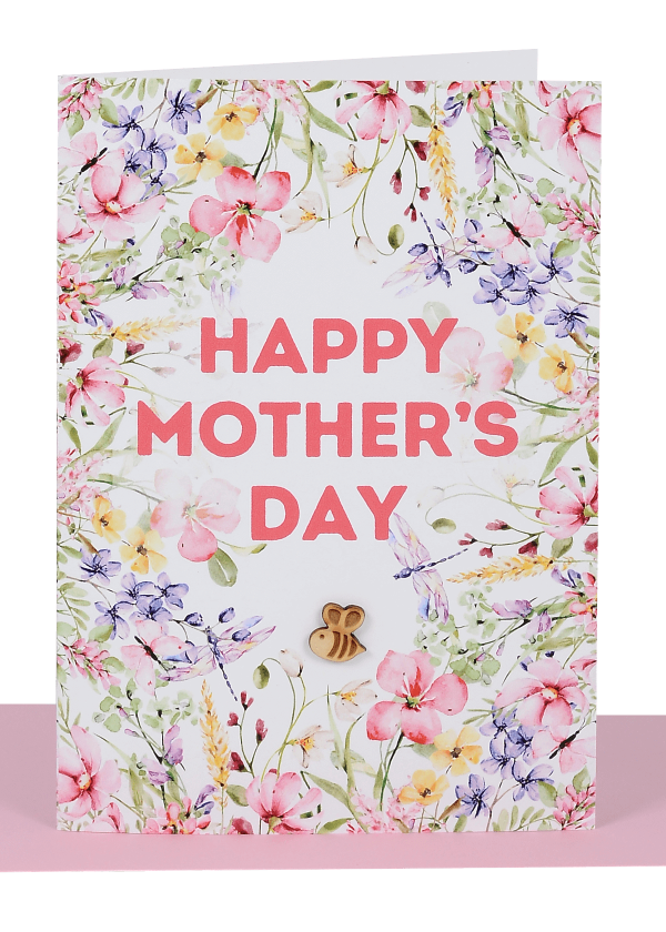 Happy Mother's Day Greeting Card Wooden Bee