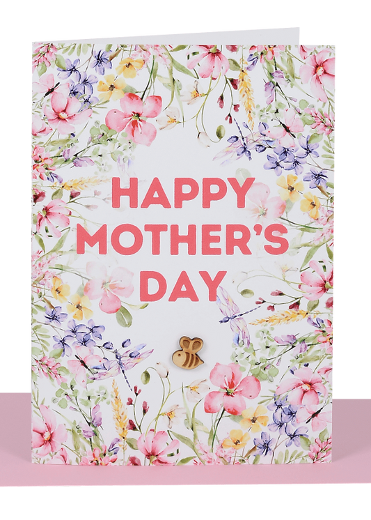 Happy Mother's Day Greeting Card Wooden Bee